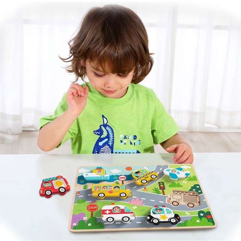 TookyToy - Wooden Chunky Transportation Puzzle