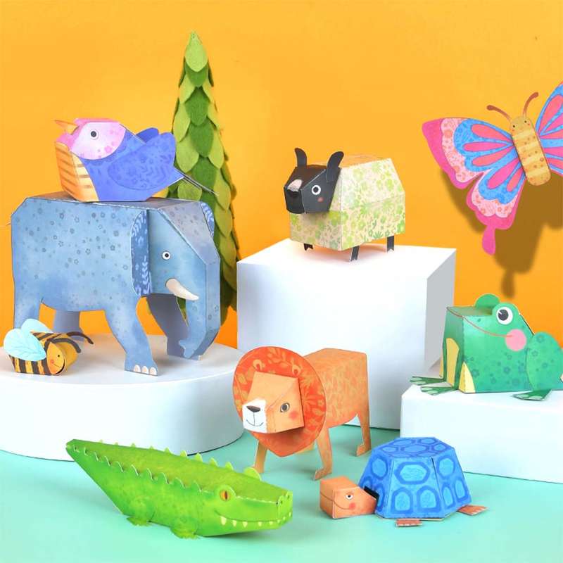 Mideer - 3D Animal Themed Origami Paper Craft Set