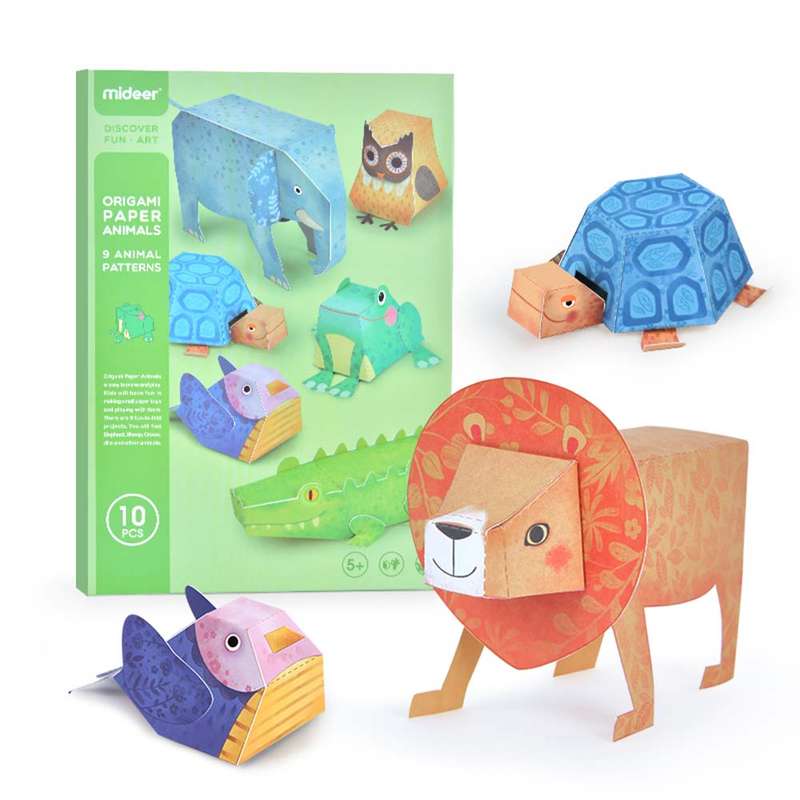 Mideer - 3D Animal Themed Origami Paper Craft Set