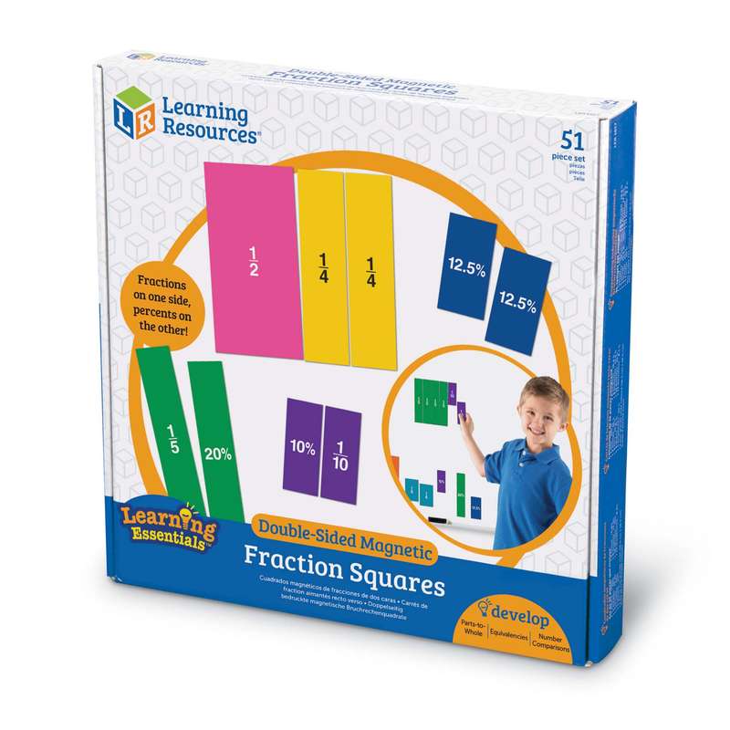 Learning Resources - Magnetic Rainbow Fraction® Squares: Double-Sided Demonstration Set