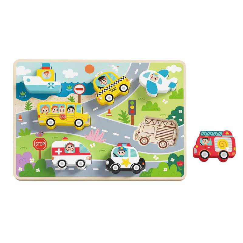 TookyToy - Wooden Chunky Transportation Puzzle