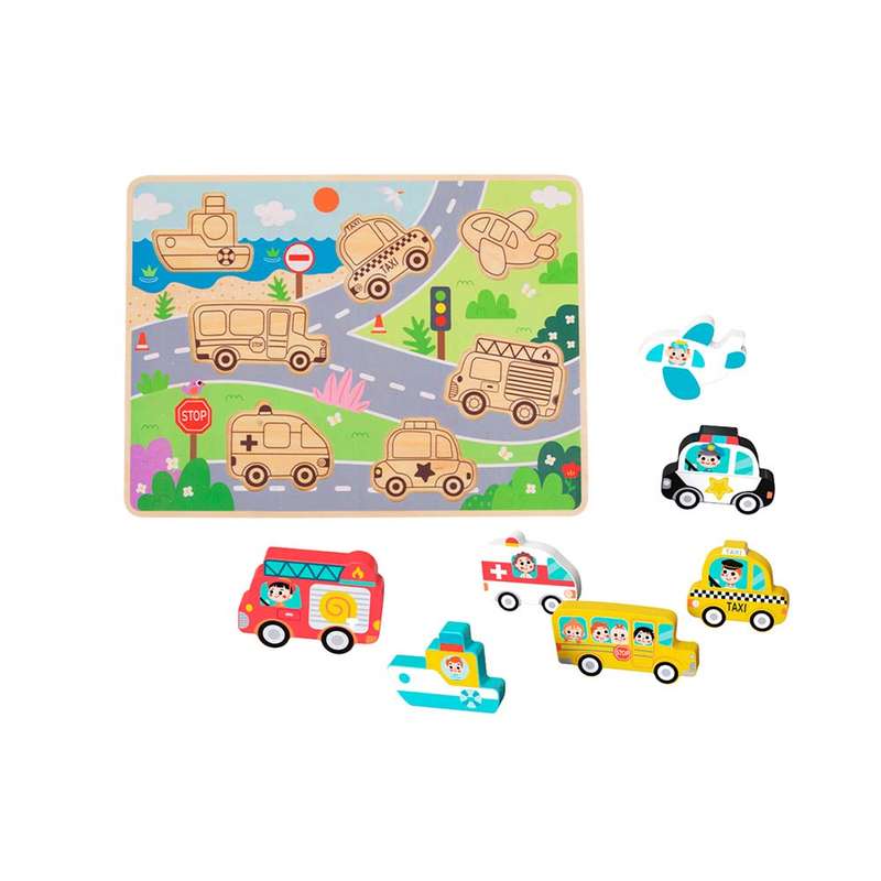 TookyToy - Wooden Chunky Transportation Puzzle