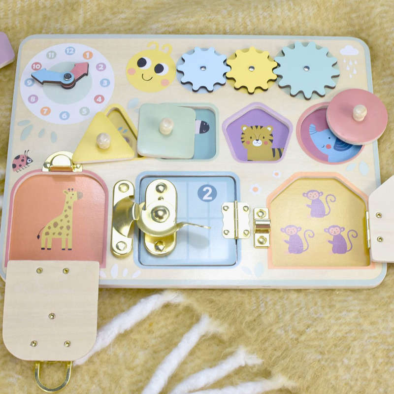TookyToy - Wooden Busy Board - Pastel