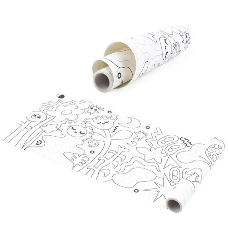 TookyToy - 2-in-1 Dot Art Painting Kit and Colouring Roll: 10 Colours