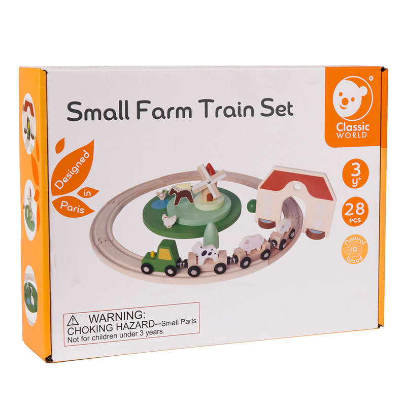 Classic World - Pretend & Play - Wooden Train Set - Small Farm - 28pcs