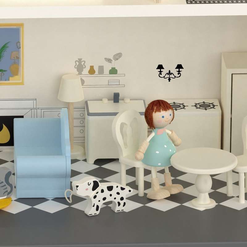 Classic World - Pretend & Play - Vintage Wooden Dollhouse