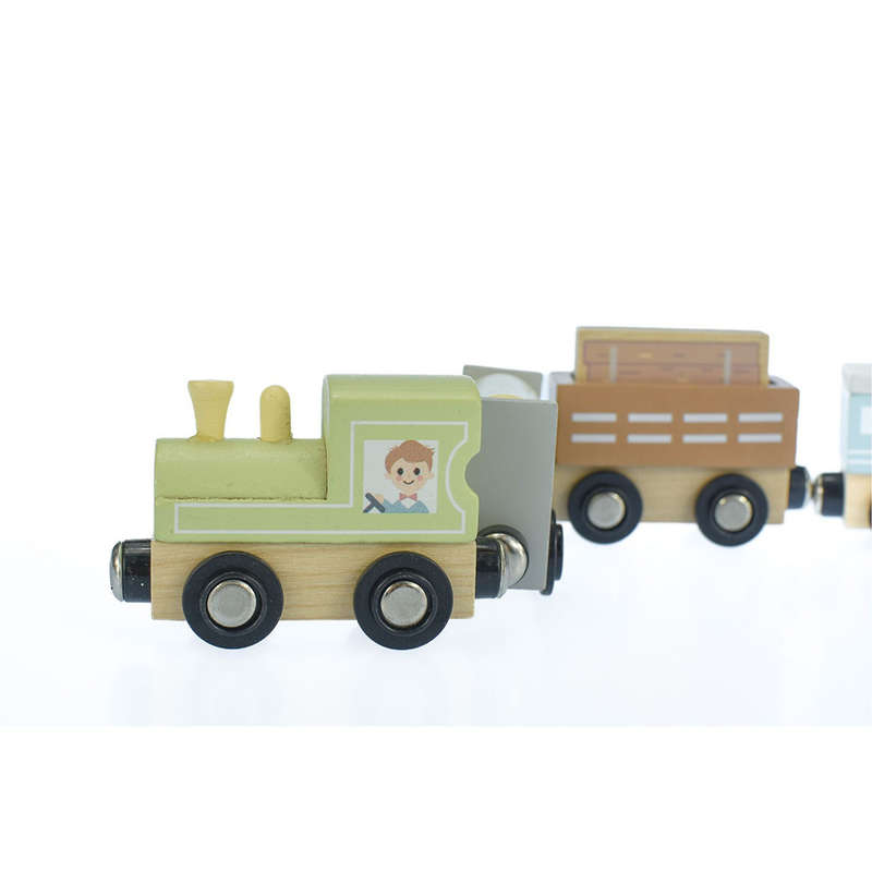 TookyToy - Wooden Train Set - Pastel - 13 Pieces