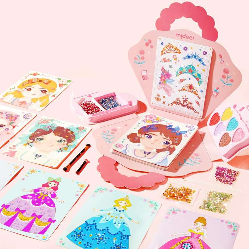 Mideer - 3-in-1 Makeup and Dress Up Arts & Crafts Book Set: Princess Fantasy Makeup