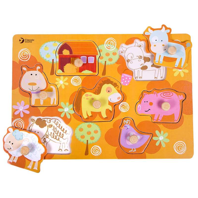 Classic World - Peg Puzzle - Farm - 7pcs