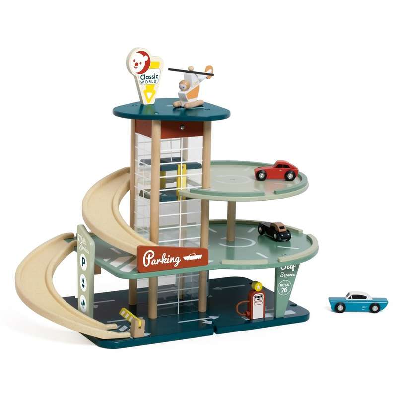 Classic World - Pretend & Play - Vintage Wooden Parking Garage