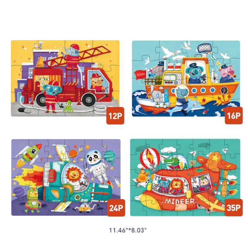 Mideer - Level Up Puzzles Set - 4-in-1 - Transport
