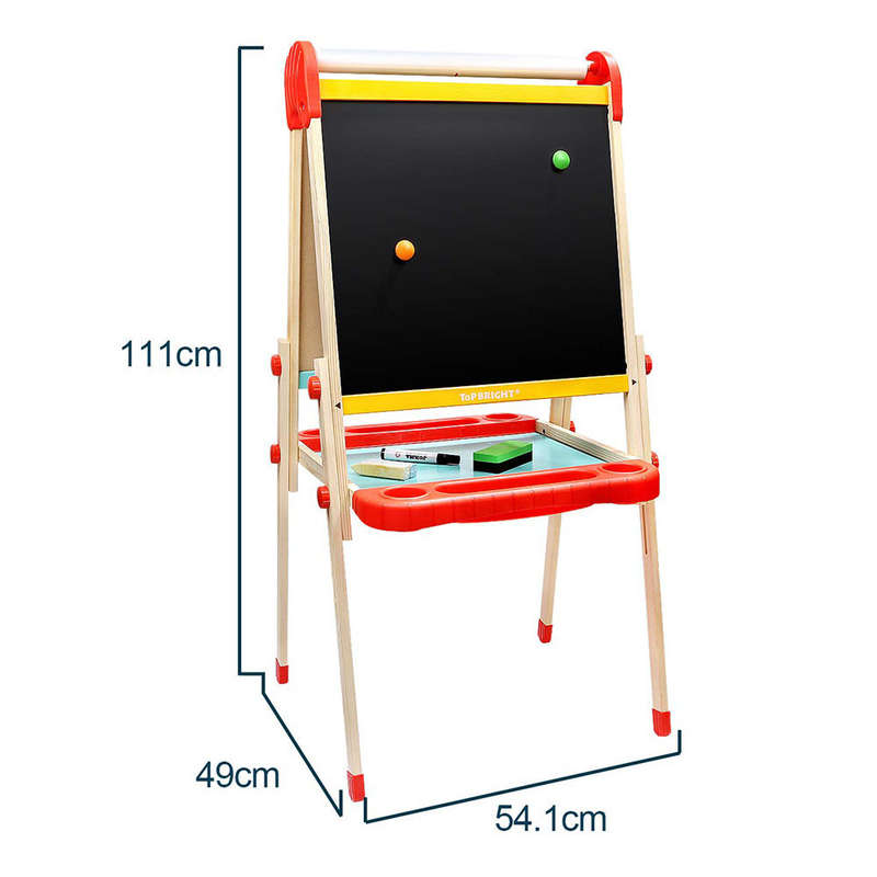 TopBright - 2 in 1 Deluxe Standing Art Easel - Adjustable Height - Black & White Board with Paper...