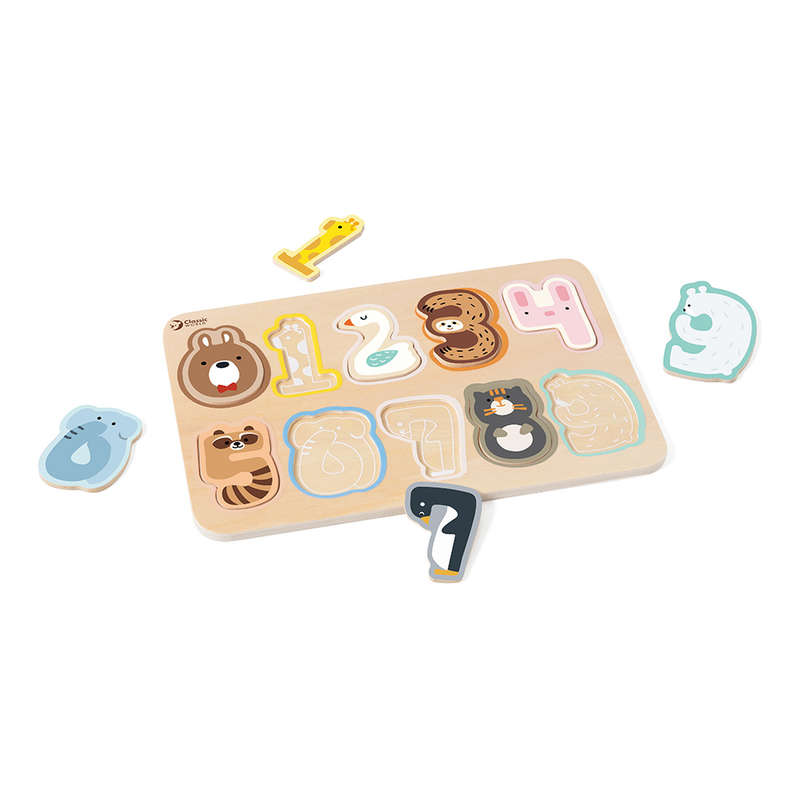 Classic World - Wooden Numbers Puzzle - Animals - 11pcs