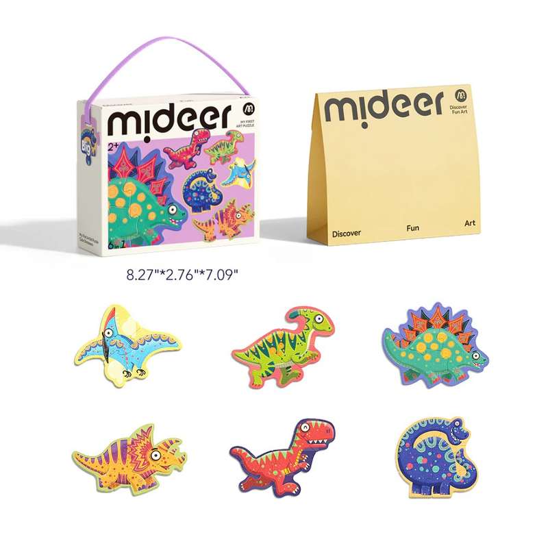 Mideer - My First Artist Puzzle - Cute Dinosaurs - 6 Puzzles - 2-6 Pieces