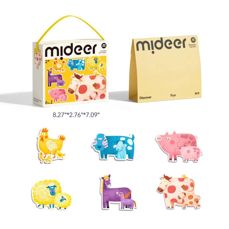 Mideer - My First Artist Puzzle - Farm Animals - 6 Puzzles - 2-6 Pieces