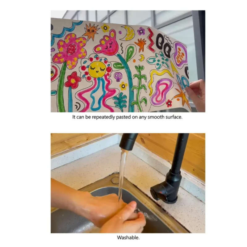 TookyToy - 2-in-1 Dot Art Painting Kit and Colouring Roll: 10 Colours