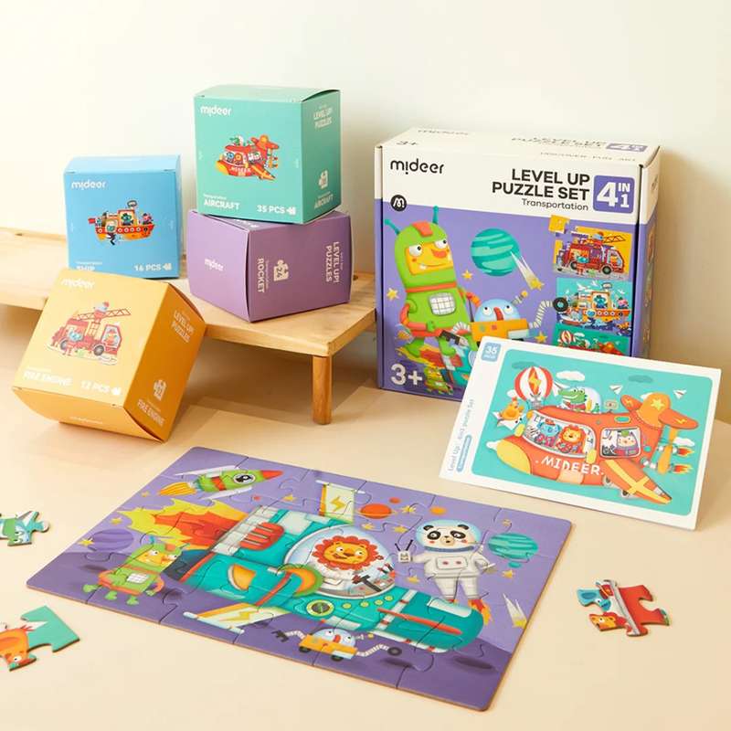 Mideer - Level Up Puzzles Set - 4-in-1 - Transport