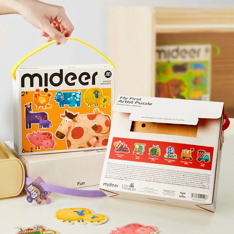 Mideer - My First Artist Puzzle - Farm Animals - 6 Puzzles - 2-6 Pieces