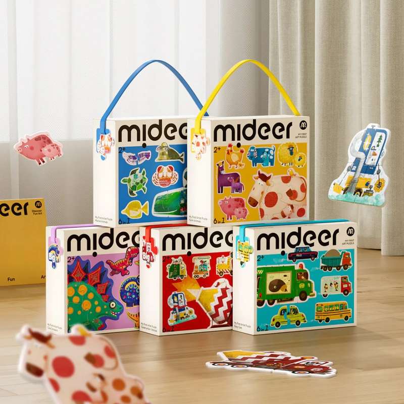 Mideer - My First Artist Puzzle - Cute Dinosaurs - 6 Puzzles - 2-6 Pieces