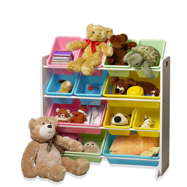 Playroom By Greenbean -Storage Organizer - Pastel 4 Large Bins + 8 Small (Green, Pink, Aqua and Y...