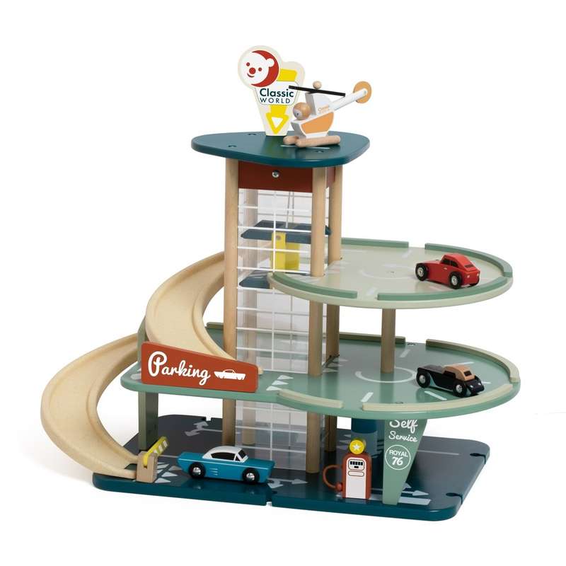 Classic World - Pretend & Play - Vintage Wooden Parking Garage