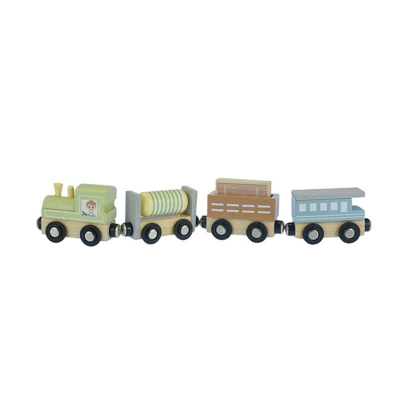 TookyToy - Wooden Train Set - Pastel - 13 Pieces