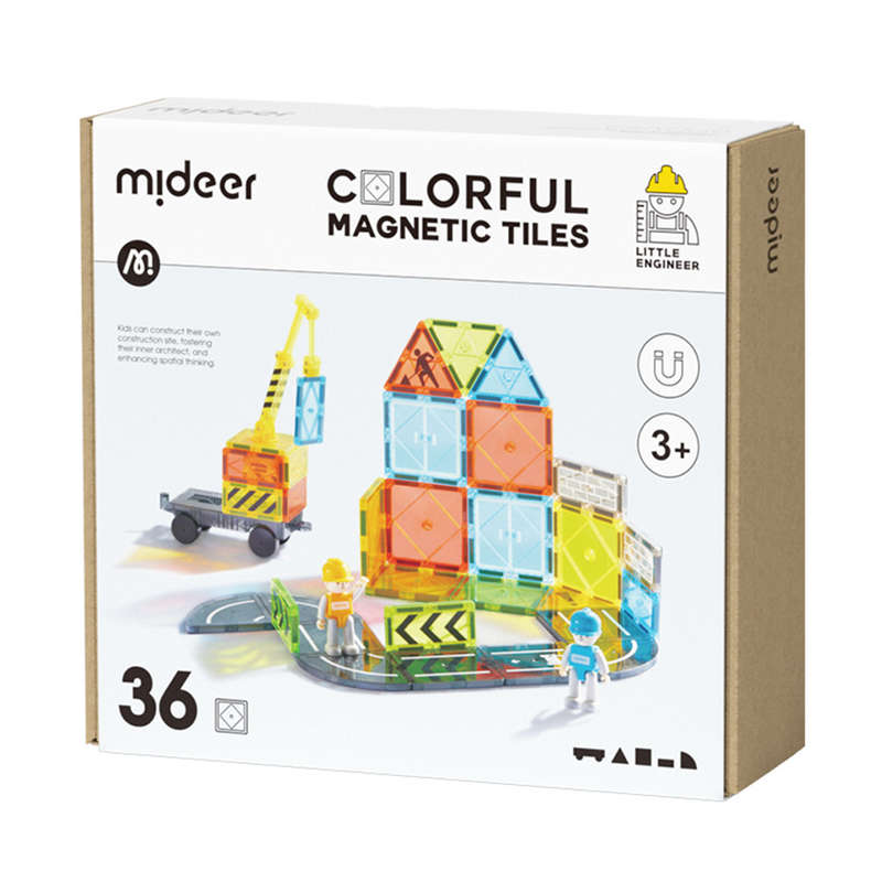 Mideer - Colourful Magnetic Tiles - Little Architect - 36 Transparent Pieces