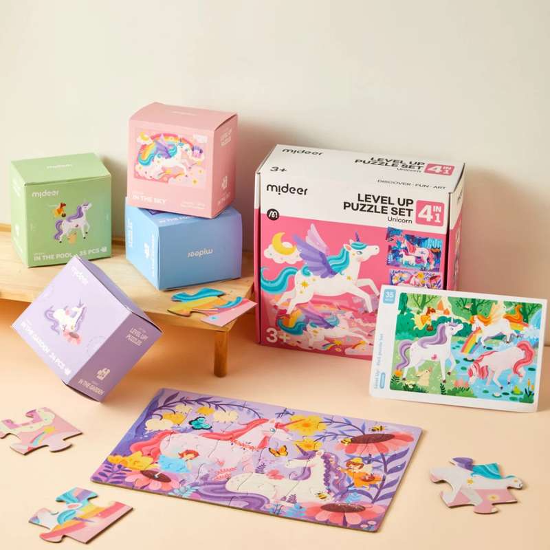 Mideer - Level Up Puzzles Set - 4-in-1 - Unicorn
