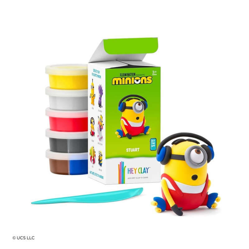 Hey Clay - Modelling Air-Dry Clay with Fun Interactive App - Stuart, Series Minions, 5 cans