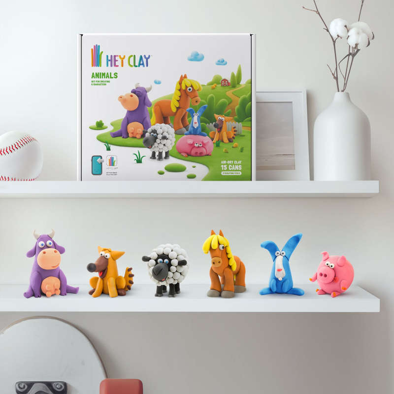 Hey Clay - Modelling Air-Dry Clay with Fun Interactive App - Piggy, Horse, Rabbit, Series Animals...