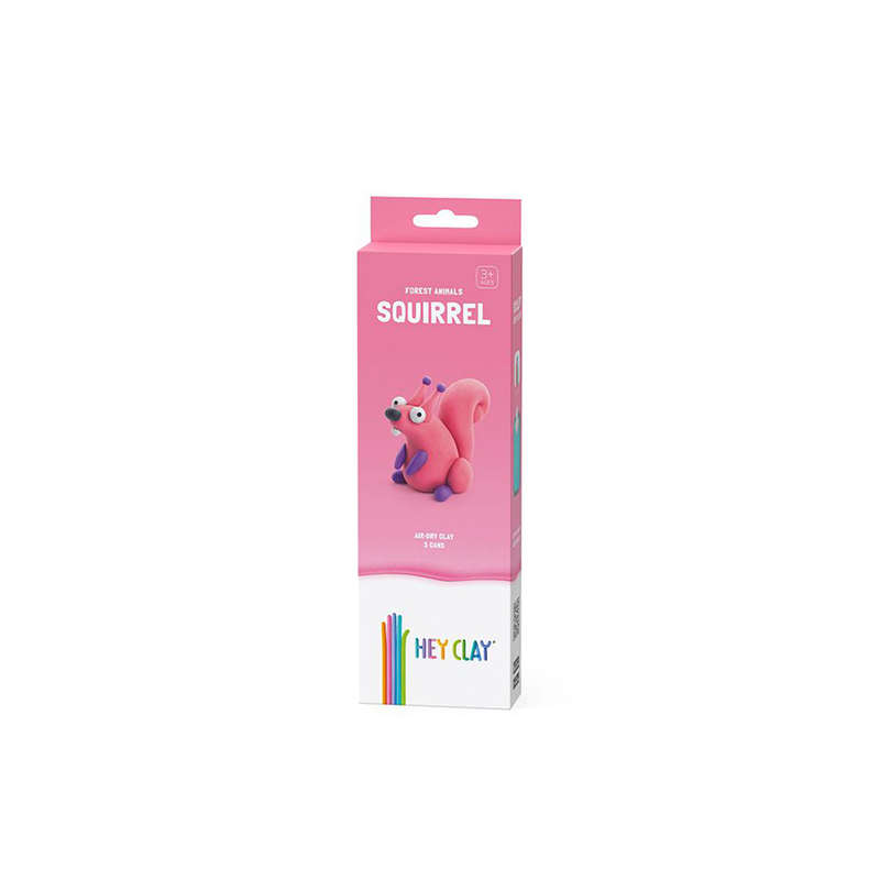 Hey Clay - Modelling Air-Dry Clay with Fun Interactive App - Squirrel, series Forest Animals, 3 cans