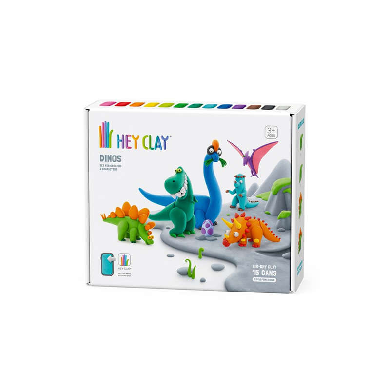 Hey Clay - Modelling Air-Dry Clay with Fun Interactive App - Dinos, 15 cans