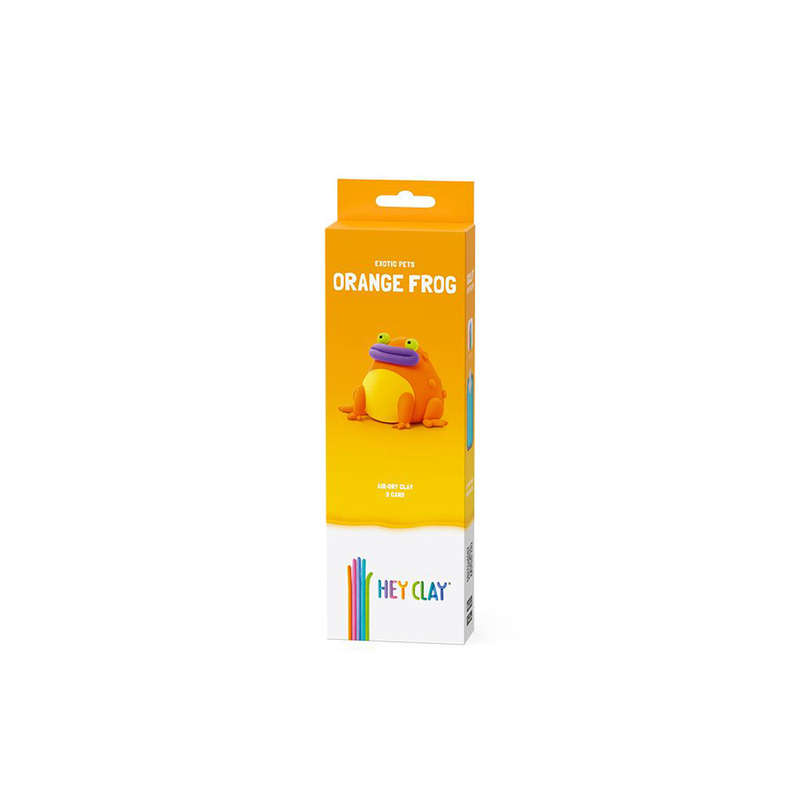 Hey Clay - Modelling Air-Dry Clay with Fun Interactive App - Orange frog, Series Exotic Pets, 3 cans