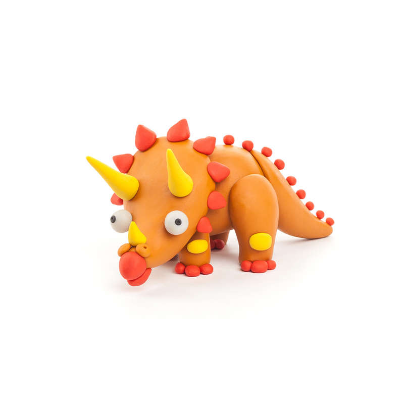 Hey Clay - Modelling Air-Dry Clay with Fun Interactive App - Triceratops, series Dinos, 3 cans