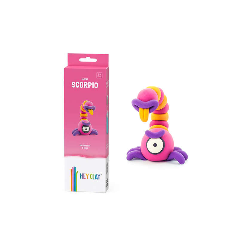 Hey Clay - Modelling Air-Dry Clay with Fun Interactive App - Scorpio, series Aliens, 3 cans