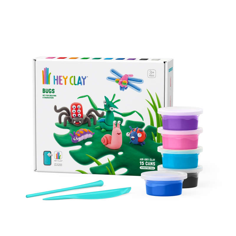 Hey Clay - Modelling Air-Dry Clay with Fun Interactive App - Bugs, 15 cans