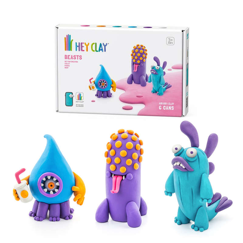 Hey Clay - Modelling Air-Dry Clay with Fun Interactive App - Drop, Violet, Fishka, Series Beasts,...