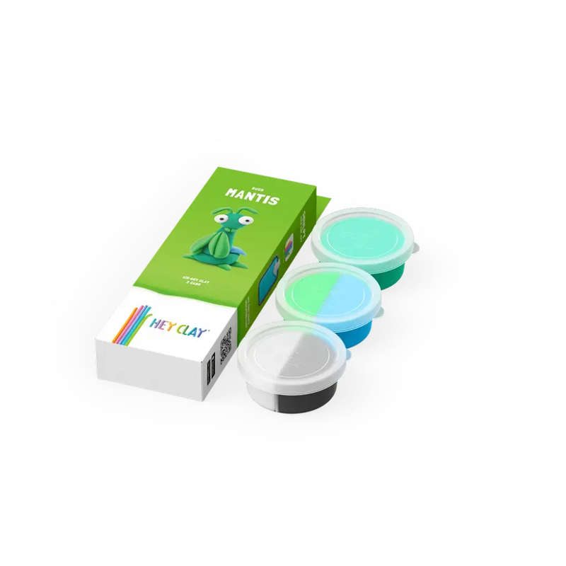 Hey Clay - Modelling Air-Dry Clay with Fun Interactive App - Mantis, series Bugs, 3 cans