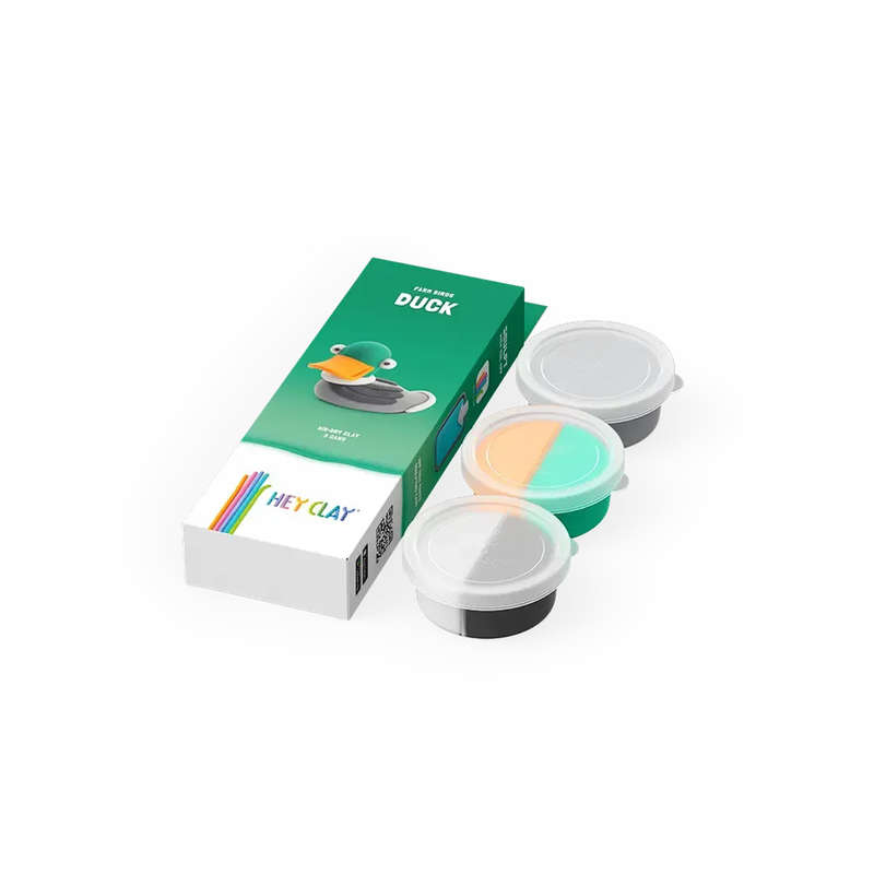Hey Clay - Modelling Air-Dry Clay with Fun Interactive App - Duck, series Farm Birds, 3 cans