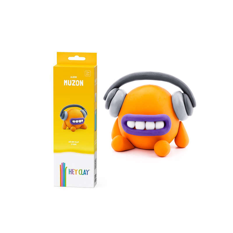 Hey Clay - Modelling Air-Dry Clay with Fun Interactive App - Muzon, series Aliens, 3 cans