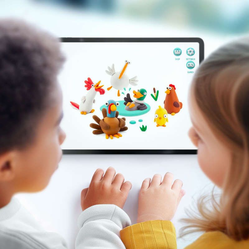 Hey Clay - Modelling Air-Dry Clay with Fun Interactive App - Duck, series Farm Birds, 3 cans