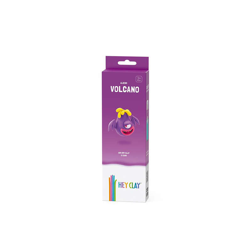 Hey Clay - Modelling Air-Dry Clay with Fun Interactive App - Volcano, series Aliens, 3 cans