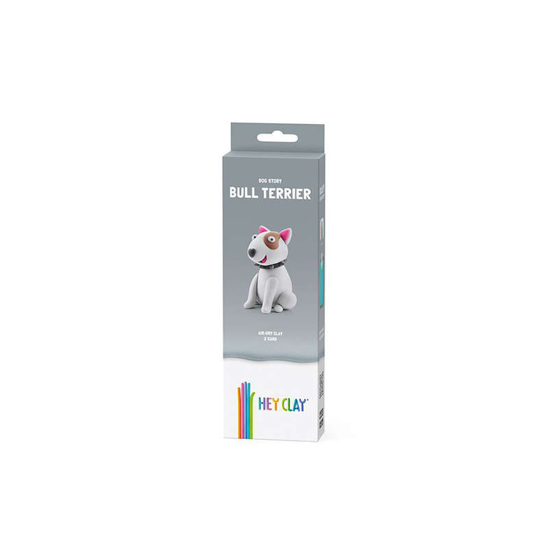 Hey Clay - Modelling Air-Dry Clay with Fun Interactive App - Bull Terrier, Series Dog Story, 3 cans