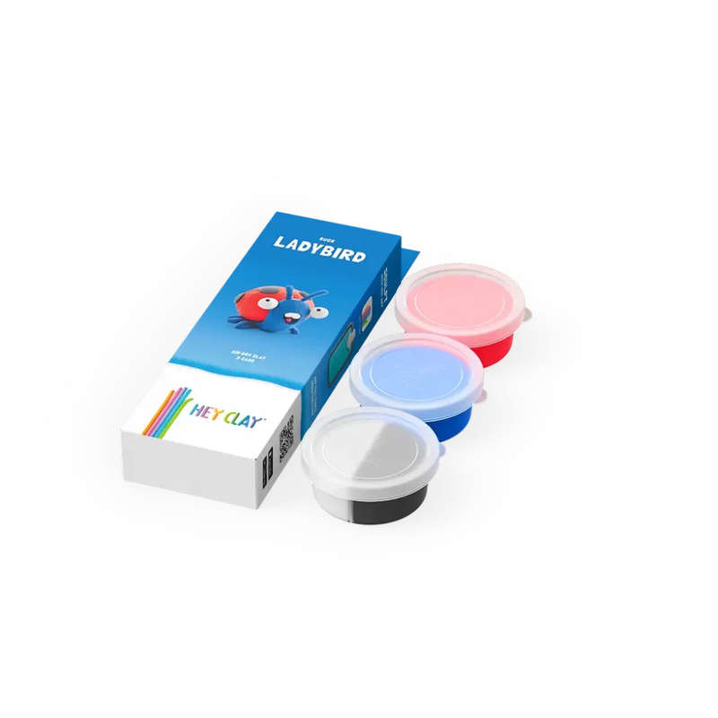 Hey Clay - Modelling Air-Dry Clay with Fun Interactive App - Ladybird, series Bugs, 3 cans