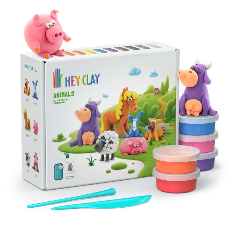 Hey Clay - Modelling Air-Dry Clay with Fun Interactive App - Piggy, Horse, Rabbit, Series Animals...