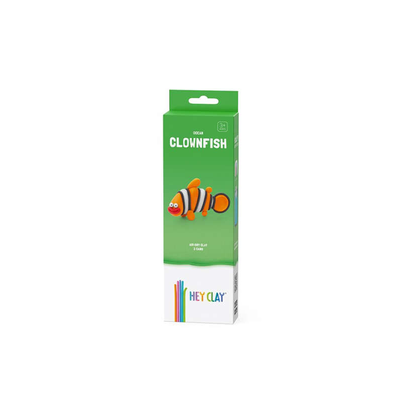 Hey Clay - Modelling Air-Dry Clay with Fun Interactive App - Clownfish, series Ocean, 3 cans