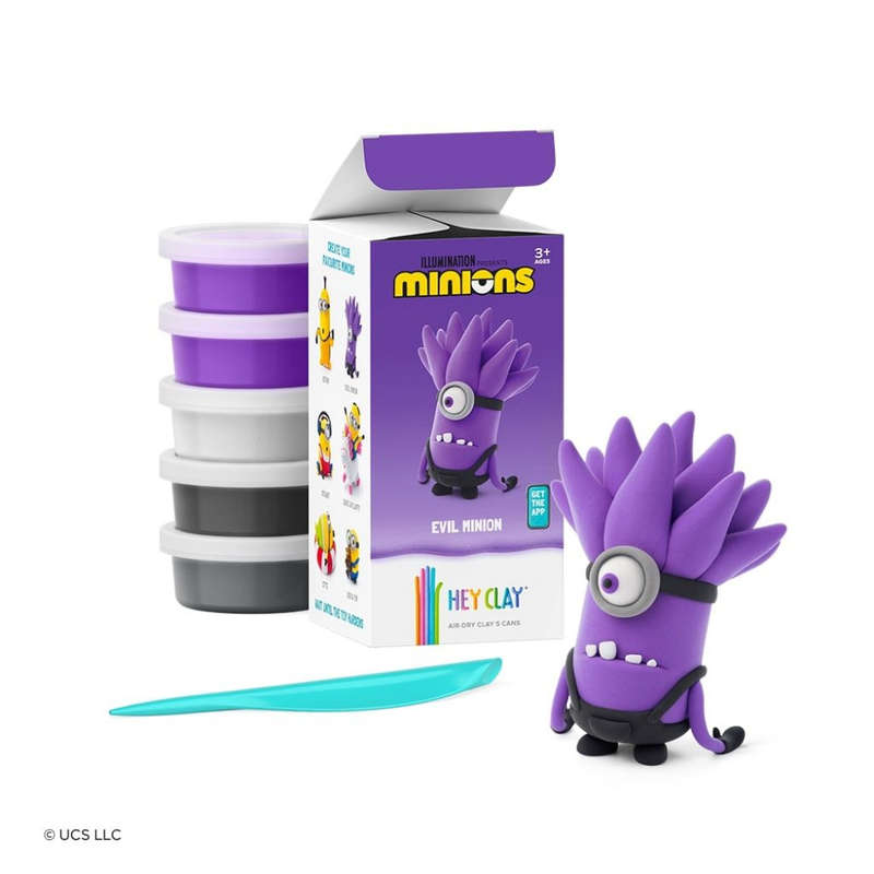 Hey Clay - Modelling Air-Dry Clay with Fun Interactive App - Evil Minion, Series Minions, 5 cans