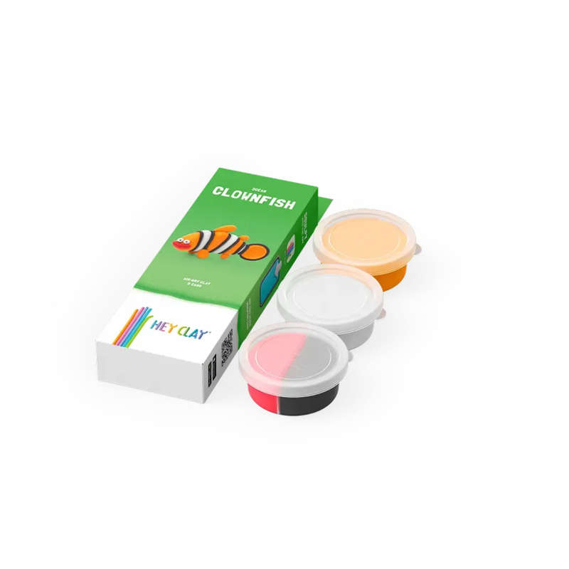 Hey Clay - Modelling Air-Dry Clay with Fun Interactive App - Clownfish, series Ocean, 3 cans