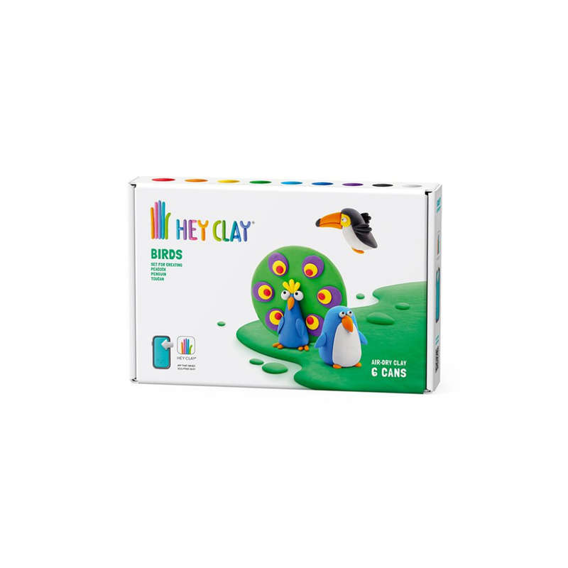 Hey Clay - Modelling Air-Dry Clay with Fun Interactive App - Toucan, Penguin, Peacock, Series Bir...