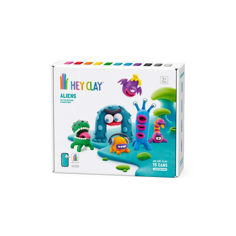 Hey Clay - Modelling Air-Dry Clay with Fun Interactive App - Aliens, 15 cans